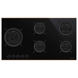 Smeg PV695LCNR Dolce Stil Novo Gas Hob, Black/Copper